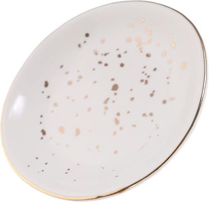 Ceramic Dinner Plate White Speckled Nordic Design Irregular round Food Serving Plate Appetizer for Kitchen and Dining