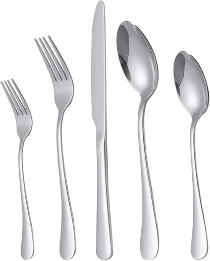 20-piece Silverware Set with Steak Knives For 4, Flatware Cutlery Set, Stainless Steel Forks And Spoons Silverware Set, Kitchen Utensils Set, Dishwasher Safe