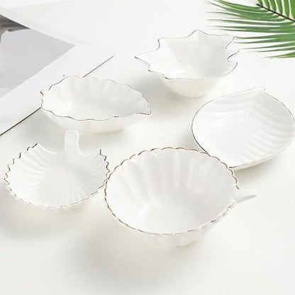 FAREWELL Dipping Bowls Ceramic Dipping Sauce Dish Leaf Shape Condiment Dish Saucer Dipping Bowl Appetizer Plate Condiment Saucer Appetizer Bowls