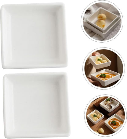 PRETYZOOM 2pcs Ceramic Sauce Dish Snack Serving Plates for Seasonings Dipping Bowls and Party Use Pudding Cups for Desserts and Appetizers