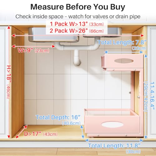 Under Sink Organizer (Pink / 1-Pack)