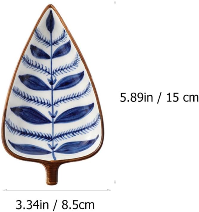 Ceramic Snack Plates Set 3pcs – Japanese Hand-painted Underglaze Porcelain Appetizer Plates with Leaf, Watergrass, and Raindrop Designs for Serving Nuts, Dried Fruits, Random Color