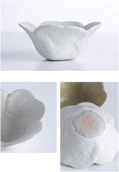 Ceramic cutlery salad bowl Ceramic Appetizer Plate, Snack Plate, Tableware, Seasoning Plate, Dipping Sauce Plate, Flower-Shaped Sauce Plate small bowl (Size : D)