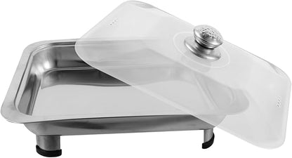 Cabilock Rectangular Stainless Steel Serving Tray Capacity Buffet Dish Food Holding Plate Easy to Clean