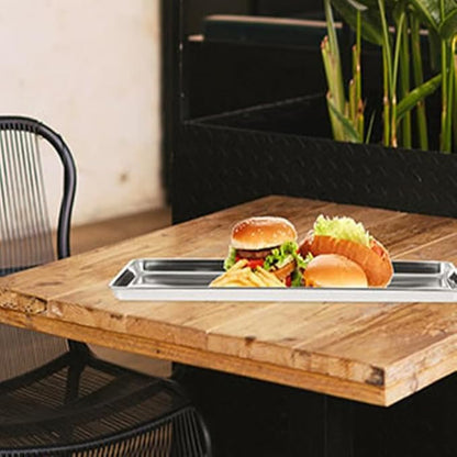 Stainless Steel Rectangular Serving Tray 10.4X6.1 Inch Food Snack Plate for Home Restaurant Hotel Dining