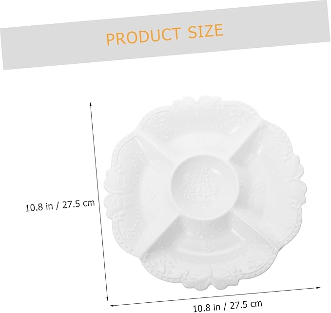 Five Grid Ceramic Plate Vegetable Tray Platter Dried Fruit Nuts Plate Ceramic Fruit Plate Appetizer Plates Ceramic Salad Plate Dessert Plate Dessert Trays Dessert Fruit Plate Snack