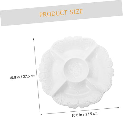 Five Grid Ceramic Plate Vegetable Tray Platter Dried Fruit Nuts Plate Ceramic Fruit Plate Appetizer Plates Ceramic Salad Plate Dessert Plate Dessert Trays Dessert Fruit Plate Snack