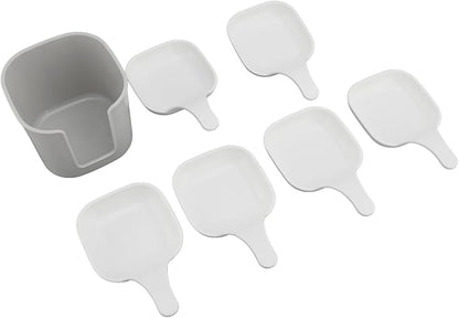 Zerone 7-Piece Dipping Sauce Plate and Holder Set, Portable Dishes with Storage Box, Ceramic Appetizer Plates, Ideal for BBQ, Soy, Ketchup, with Multifunctional Design, Great for Gifting