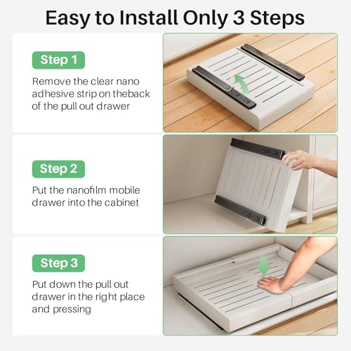 Pull out Cabinet Organizer (White / 17"D×18"-30"W(2 Pack))