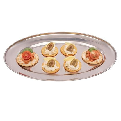 Olympia Oval Serving Tray with Wide Raised Rim Made of Stainless Steel - 350mm