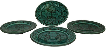 Ceramic Plates Handmade Appetizer Tapas Set Of 4 - Dark Green