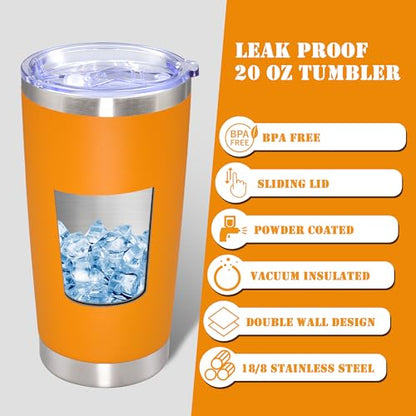 20 oz Tumbler Insulated Tumblers Stainless Steel Coffee Mug (Orange)