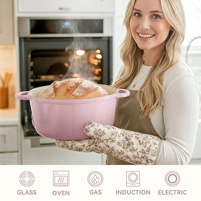 6 Quart Dutch Oven Pot with Lid (6 QT / Pink)
