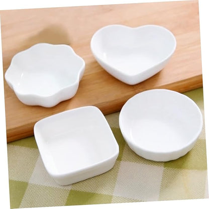 KICHOUSE 2PCS White Ceramic Sauce Plates Japanese Style Square Dipping Dishes for Condiments Dressings and Appetizers Lightweight Stackable Dessert Trays for Kitchen Use