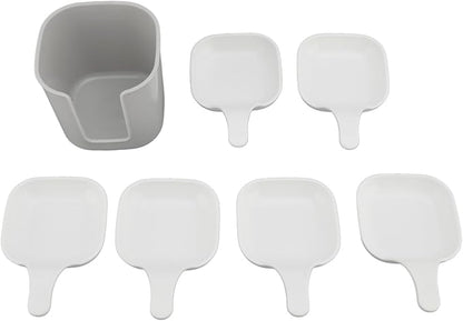Zerone 7-Piece Dipping Sauce Plate and Holder Set, Portable Dishes with Storage Box, Ceramic Appetizer Plates, Ideal for BBQ, Soy, Ketchup, with Multifunctional Design, Great for Gifting