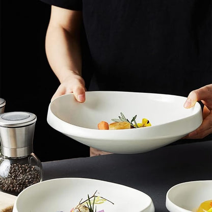 Dinner Plates Set Serving Plate Serving Tray Ceramic Plate Dish Plate Household Cold Dish Dish Cold Dish Plate Dinner Plate Hotel Tableware Kitchen Salad Bowl(Medium)