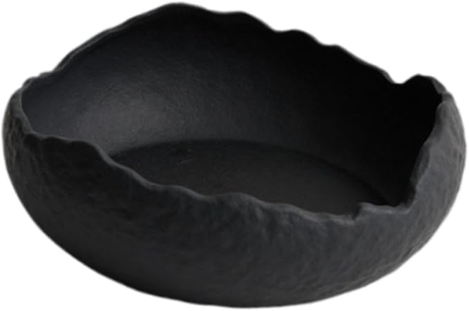 Ceramic Dinner Plate Salad Plate Decorative Plate Dinnerware Irregular Serving Plate Appetizer Plate for Snack Restaurant, Black
