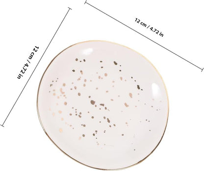 KESYOO Nordic Style Ceramic Serving Plate White Speckled Irregular round Food Tray Dessert Dish Appetizer Plate for Restaurant and Home Use