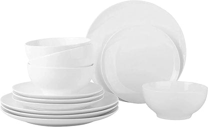 Porcelain Dinner Set Porcelain Kitchen Dinnerware Set Ceramic Tableware Dinnerware Set – Set for 4 Dinnerware 12 pcs Set Dish –Durable Porcelain White Dinnerware Set, Plates and Bo