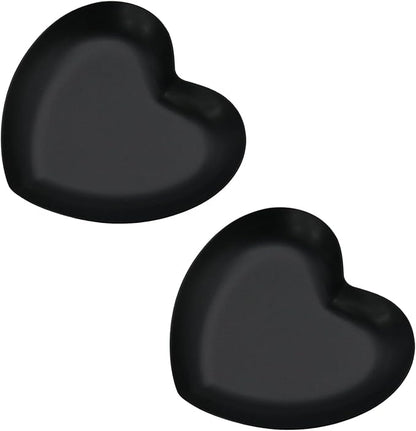PINE & LINEN 2pcs Black Jewelry Dish,3.5inch Stainless Steel Heart Trinket Tray Decorative Plate,Small Serving Tray for Home Decor/Decor Enthusiasts