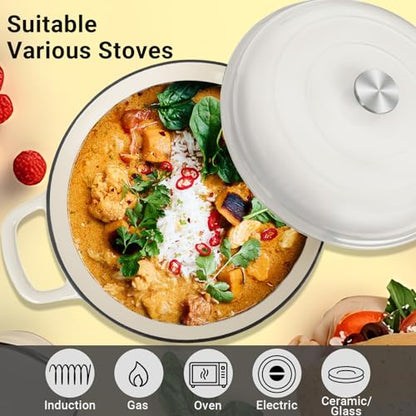Enameled Cast Iron Dutch Oven (Cream White / 3.8 QT)