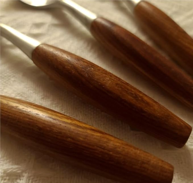 Silverware Flatware Cutlery Set, 5/20/30/40 Pieces Wooden Handle 304 Stainless Steel Table Knives, Forks And Spoons, Home Tableware, Restaurant Tableware(40 Pieces for 8)