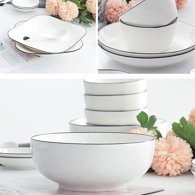 Dinnerware Sets - Luxury Gift Dishes Service Set, 29, 56 PCS Ceramic Dinnerware Set Bone China Tableware Dishes Plates Ceramic Combination Dinner Service Set Porcelaine Service for 10 (56)