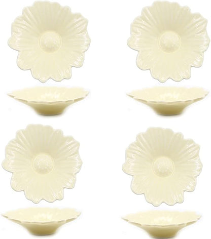 Appetizer Bowls Sauce Dish Ceramic Flower Shaped Sauce Dish Sushi Dipping Bowl Appetizer Plates Porcelain Serving Dish Condiment Dishes Set of 4(Little Daisy) Salad Bowls (Color : Yellow)