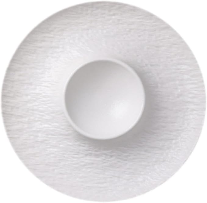 Fenteer Ceramic Divided Snack Plate Dumpling Plate Reusable with Sauce Compartment Serving Platter for Sushi Appetizer Fried Chicken, White