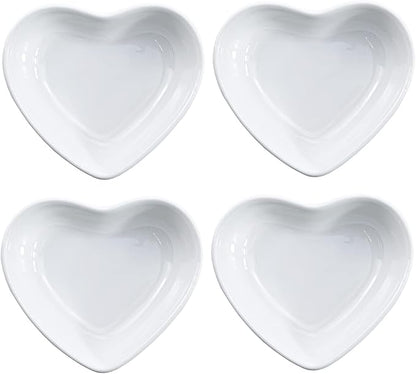 Heart-shaped Multipurpose Ceramic Sauce Dish Seasoning Dishes Sushi Dipping Bowl Appetizer Plates(Set of 4)