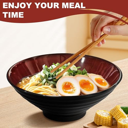 8 Inch 2 Sets Ceramic Ramen Bowl (B:Red&Black / 8 INCH 2 Set)