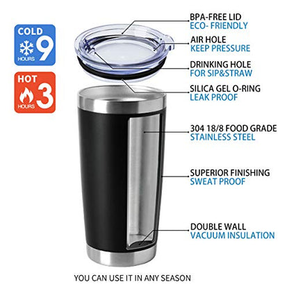 20oz Stainless Steel Tumblers Bulk (Black-A / 4 Count (Pack of 1))