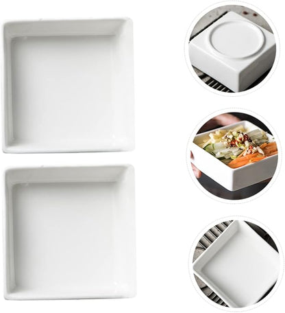 2pcs Ceramic Bowl Mini Square Dishes for Serving Banchan Seasoning Sauce Appetizer Dipping