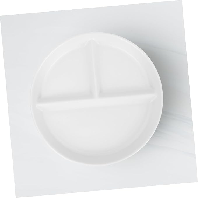 OUNONA Japanese Hand-painted Ceramic Divided Plate 3-Compartment Design Food Serving Dish for Healthy Meals Individual Portion Control for Breakfast Lunch Dinner for Home Use