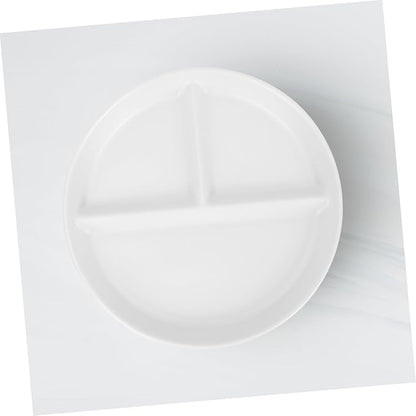 OUNONA Japanese Hand-painted Ceramic Divided Plate 3-Compartment Design Food Serving Dish for Healthy Meals Individual Portion Control for Breakfast Lunch Dinner for Home Use