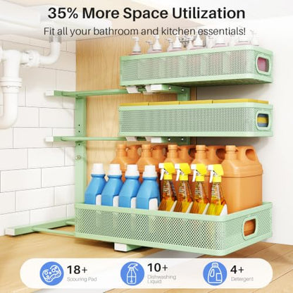 Under Sink Organizer (2-Pack / Green)