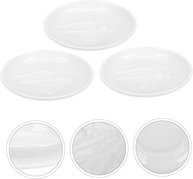 PRETYZOOM 3pcs Ceramic Dip Dish Condiment Plates for Sauces Vinegar and Appetizers Creative Flavored Sauce Bowls for Dipping Serving and Table Decoration
