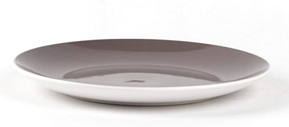 Stoneware Coupe Shape 12pc Dinnerware Set, Outside White + Inside Taupe