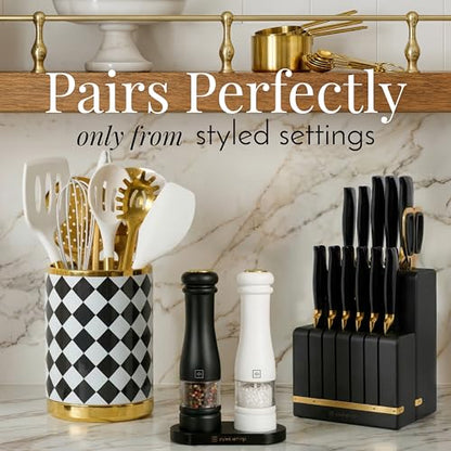 Electric Salt and Pepper Grinder Set (Black/White)