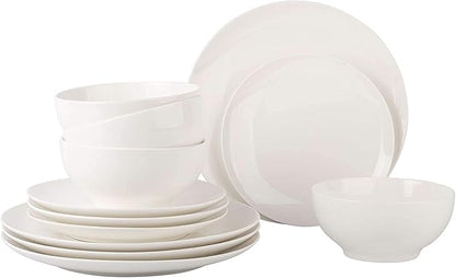 Porcelain Dinner Set Porcelain Kitchen Dinnerware Set Ceramic Tableware Dinnerware Set – Set for 4 Dinnerware 12 pcs Set Dish –Durable Porcelain White Dinnerware Set, Plates and Bo