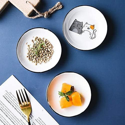 4pcs Ceramics Cat Dinner Relish Dishes Seasoning Dishes Dipping Appetizer Plates