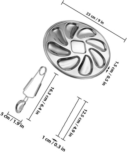 Stainless Steel Oyster Plate Set Fork and Oyster Shucker Metal Serving Tray for Seafood for Kitchen and Dining 3pcs