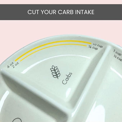 Uba DIABETIC Portion Control Plate (PORCELAIN) with Built-in Measurements