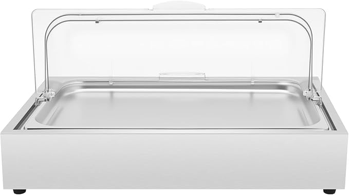 Ice Food Serving Display Tray with Clear Lid, Buffet Cold Serving Cooler Platter Cooling Food Dishes Display Plate Stainless Steel Cold Food Display Platter for Seafood Buffet Restaurant Hotel