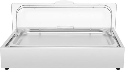 Ice Food Serving Display Tray with Clear Lid, Buffet Cold Serving Cooler Platter Cooling Food Dishes Display Plate Stainless Steel Cold Food Display Platter for Seafood Buffet Restaurant Hotel