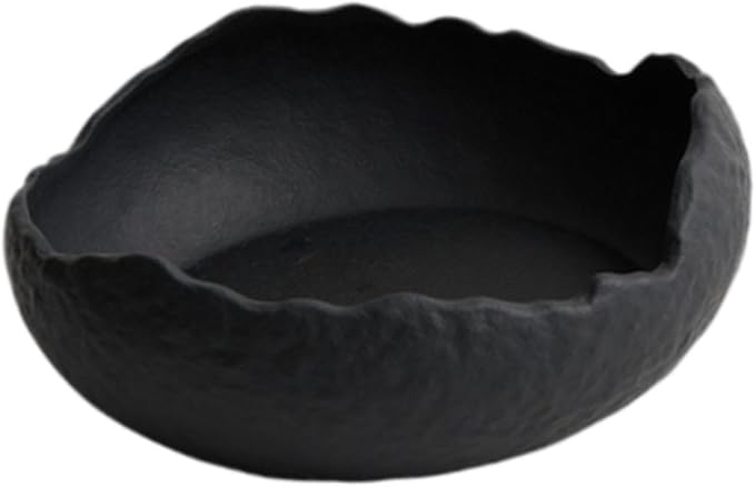 Ceramic Dinner Plate Salad Plate Decorative Plate Dinnerware Irregular Serving Plate Appetizer Plate for Snack Restaurant, Black