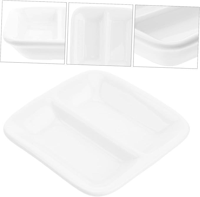 ABOOFAN 2pcs Divided Sauce Dishes Snack Plate Condiment Plate Serving Tray for Appetizers Quality Ceramic