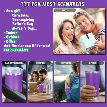 20 oz Tumbler Insulated Tumblers Stainless Steel Coffee Mug (Purple)
