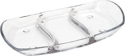 Prima Oblong 14.5" Glass Tray 3 Section