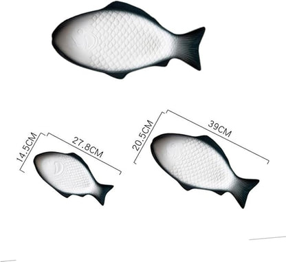 Zerodeko Fish Shaped Dish Ceramic Serving Plate Creative Kitchenware Snack Storage Unique Design Dinnerware Dark